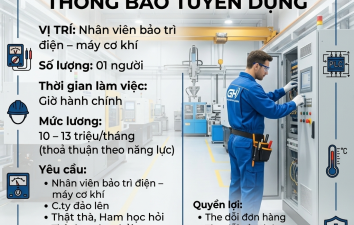 Tuyển Nhân viên bảo trì điện – máy cơ khí